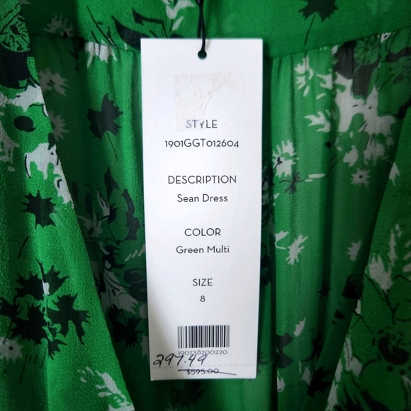 NWT Veronica Beard | 100% Silk Sean Floral Mini Dress in Green Multi - Size 8 - Picture 13 of 13